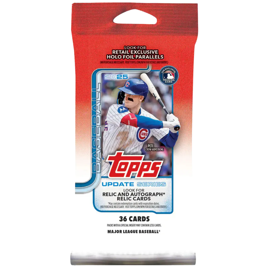 2025 Topps Chrome Update Series Fat Pack sealed jumbo value pack with 36 MLB baseball cards