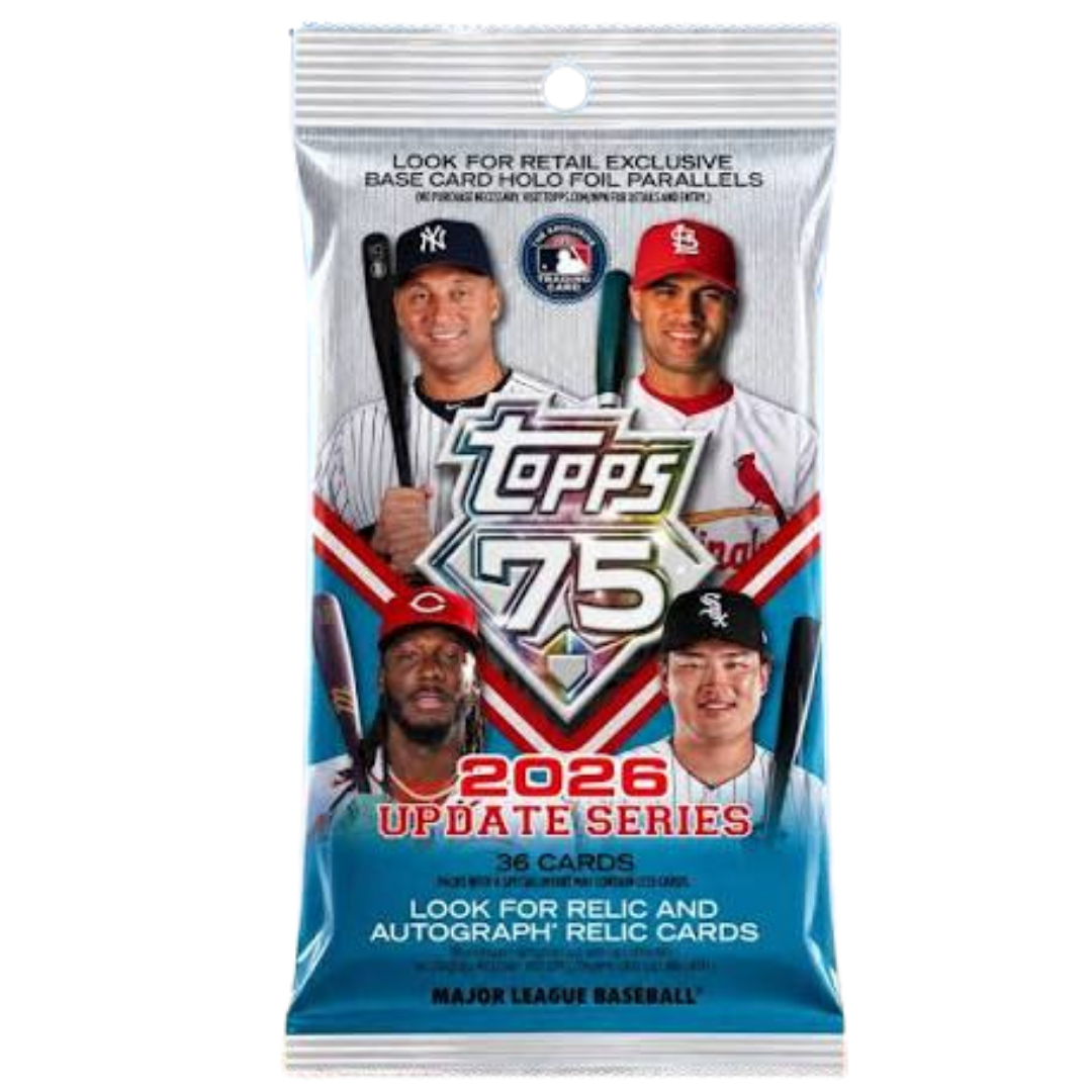 2026 Topps Baseball Update Series 75th Anniversary Fat Pack with 36 MLB trading cards