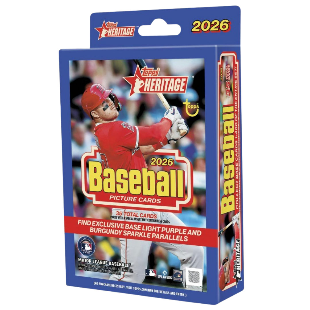 2026 Topps Heritage Baseball hanger pack with 35 cards and exclusive light purple parallel