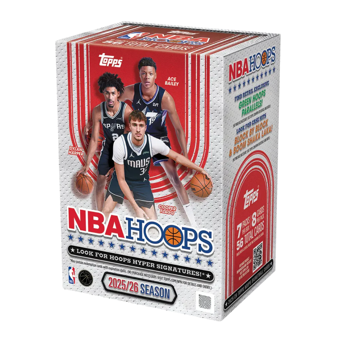 2026 Topps Hoops Basketball Value Blaster Box with NBA rookies, inserts, parallels, and autograph cards