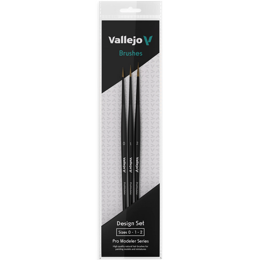 Vallejo - Brushes - Natural Hair Round Brush - Design Set (3)