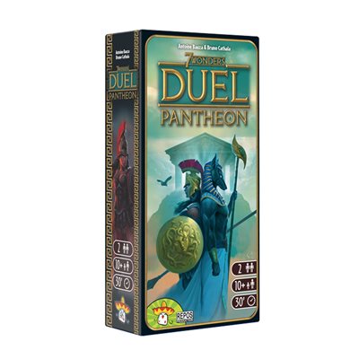 7 Wonders Duel: Pantheon expansion featuring Greek, Egyptian, and Middle-Eastern gods, new wonders, and divine strategy mechanics.