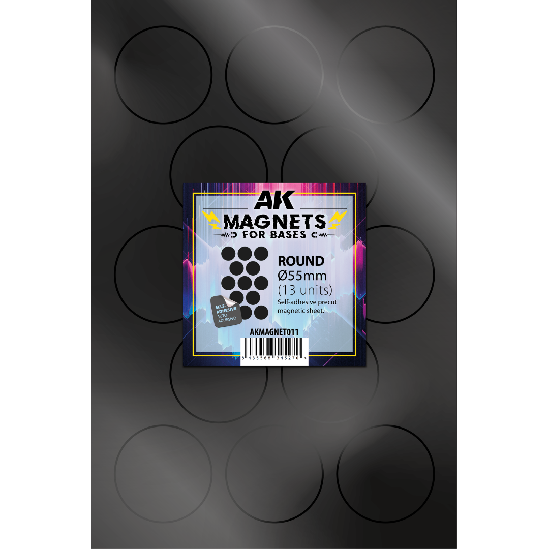 AK Interactive 55mm basing magnets 13 pack for miniature storage transport and display systems