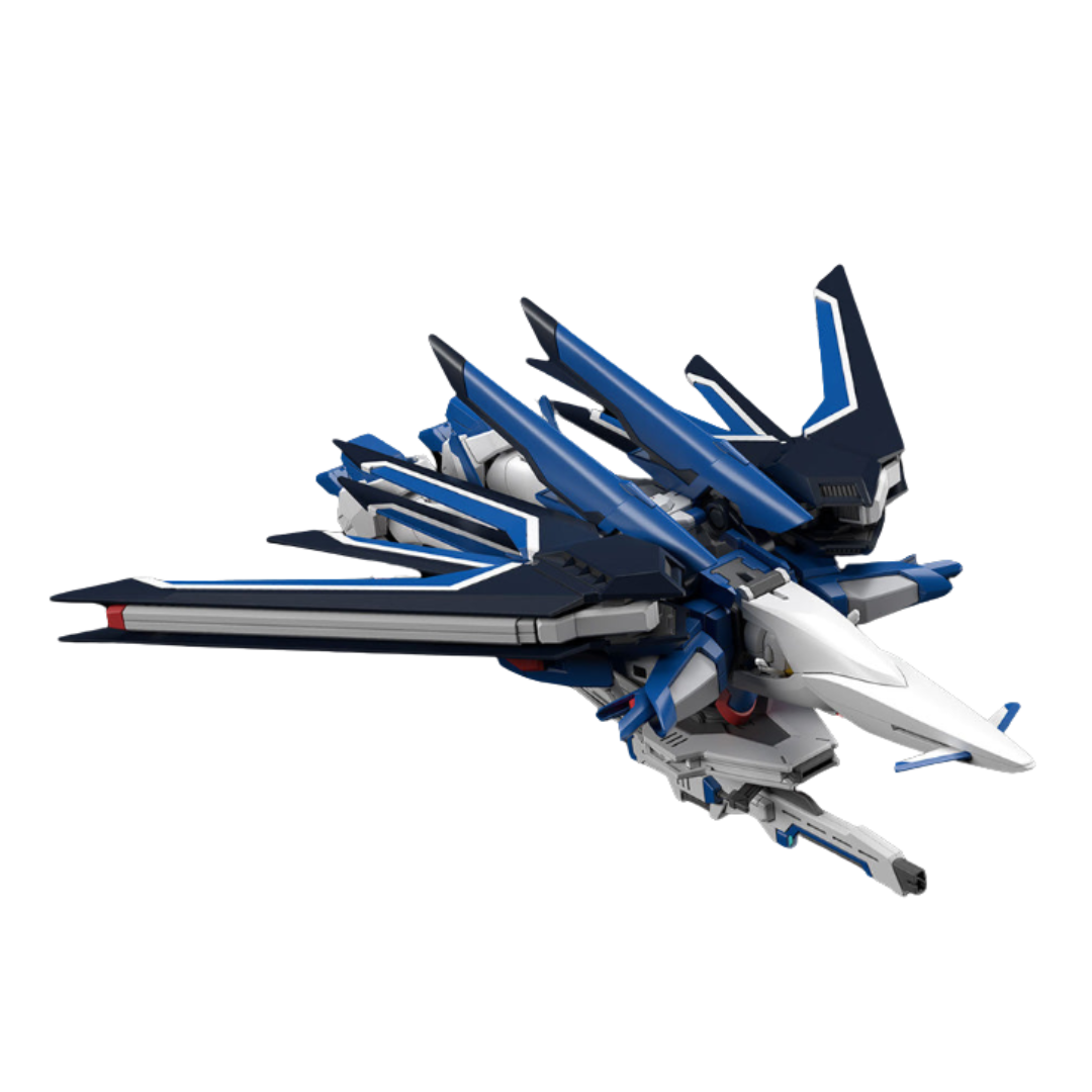 Bandai HG Rising Freedom Gundam model kit from Gundam SEED Freedom, featuring high articulation, beam rifle, and signature shield.