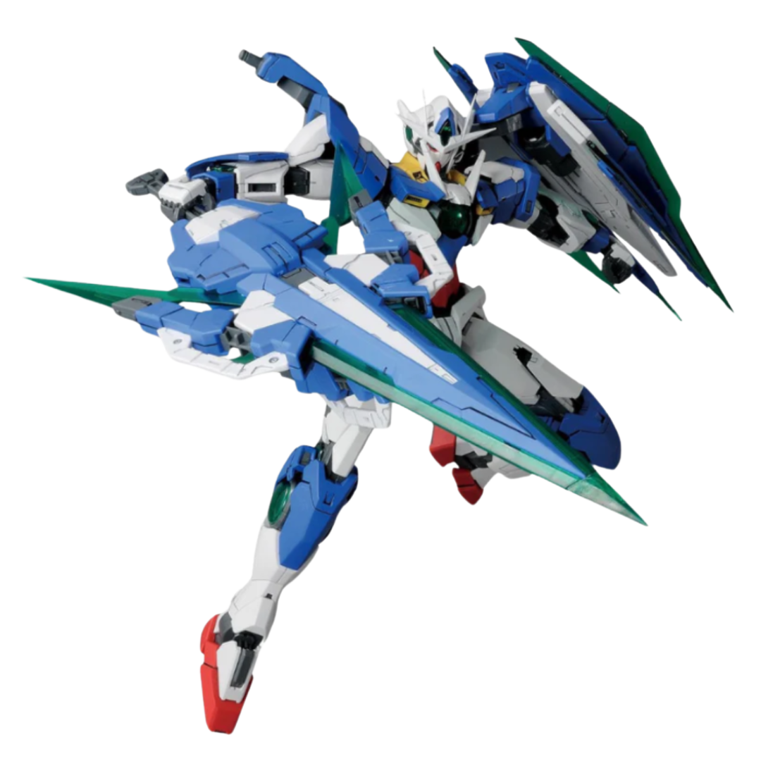 Bandai MG 00 QAN(T) Full Saber from Gundam 00V with detailed inner frame, articulated components, and massive weapons for ultimate Gunpla builds.
