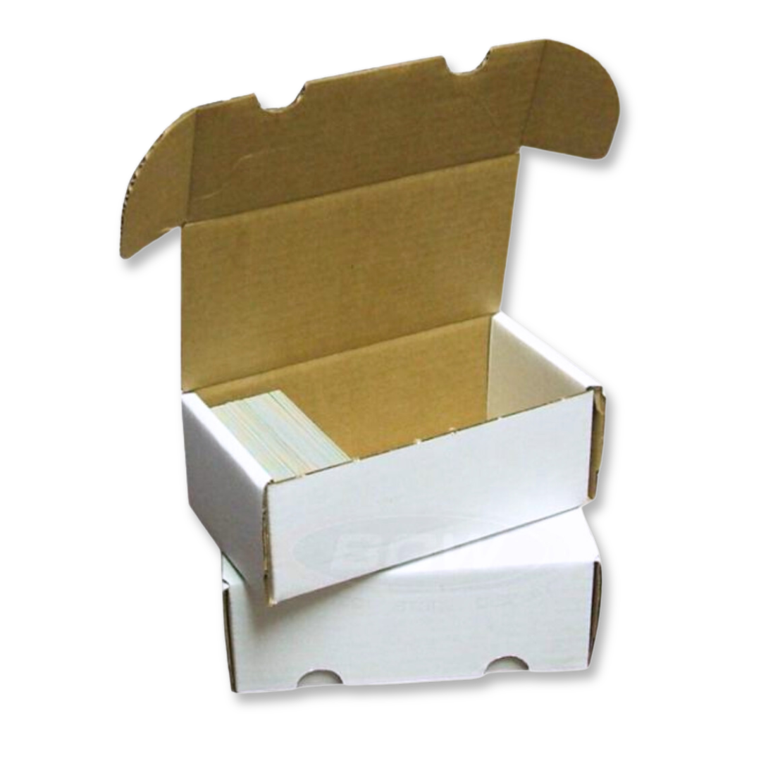 BCW 400 count cardboard box for trading cards with brilliant white corrugated design