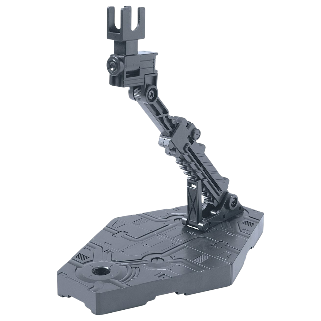 Bandai Action Base 2 Gray stand for 1/144 Gunpla kits with adjustable support arms and detailed display base
