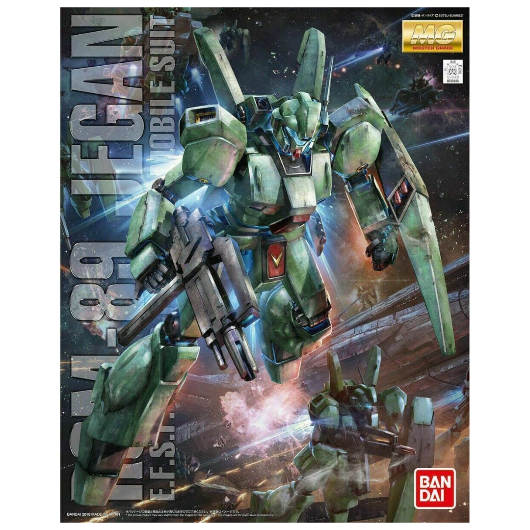 Bandai MG RGM-89 Jegan Mobile Suit Gundam: Char's Counterattack model kit, detailed Master Grade mobile suit for Gundam enthusiasts and collectors.