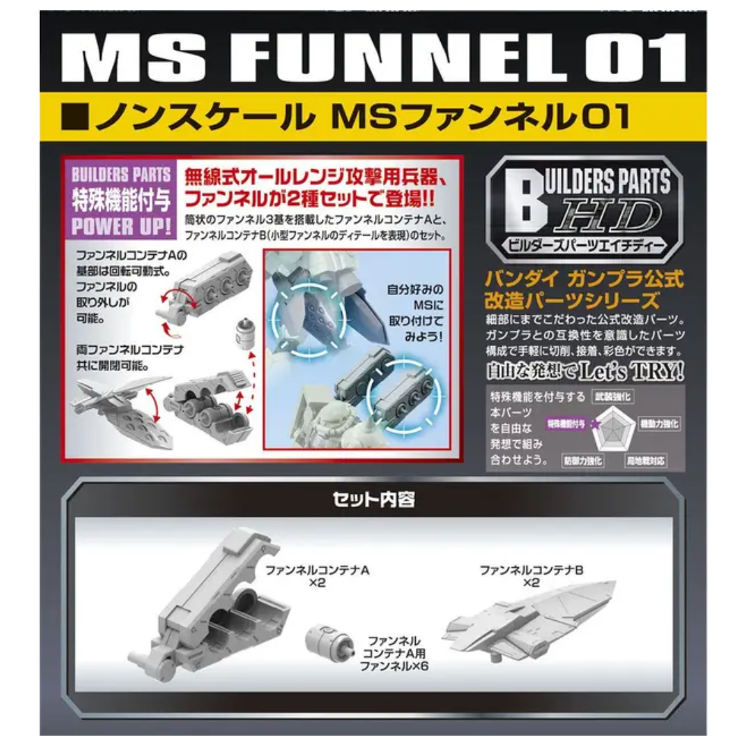 Bandai Builders Parts MS Funnel 01 blister pack, 1/144 HG Gunpla funnel effect parts