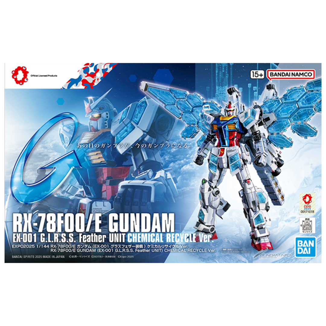 Bandai HG RX-78F00/E Gundam Chemical Recycle Ver. with EX-001 G.L.R.S.S. Feather Unit.