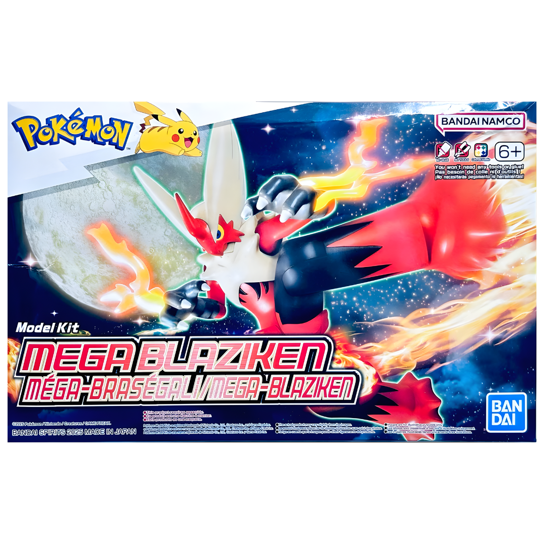 Bandai Pokémon Mega Blaziken model kit packaging front with character artwork