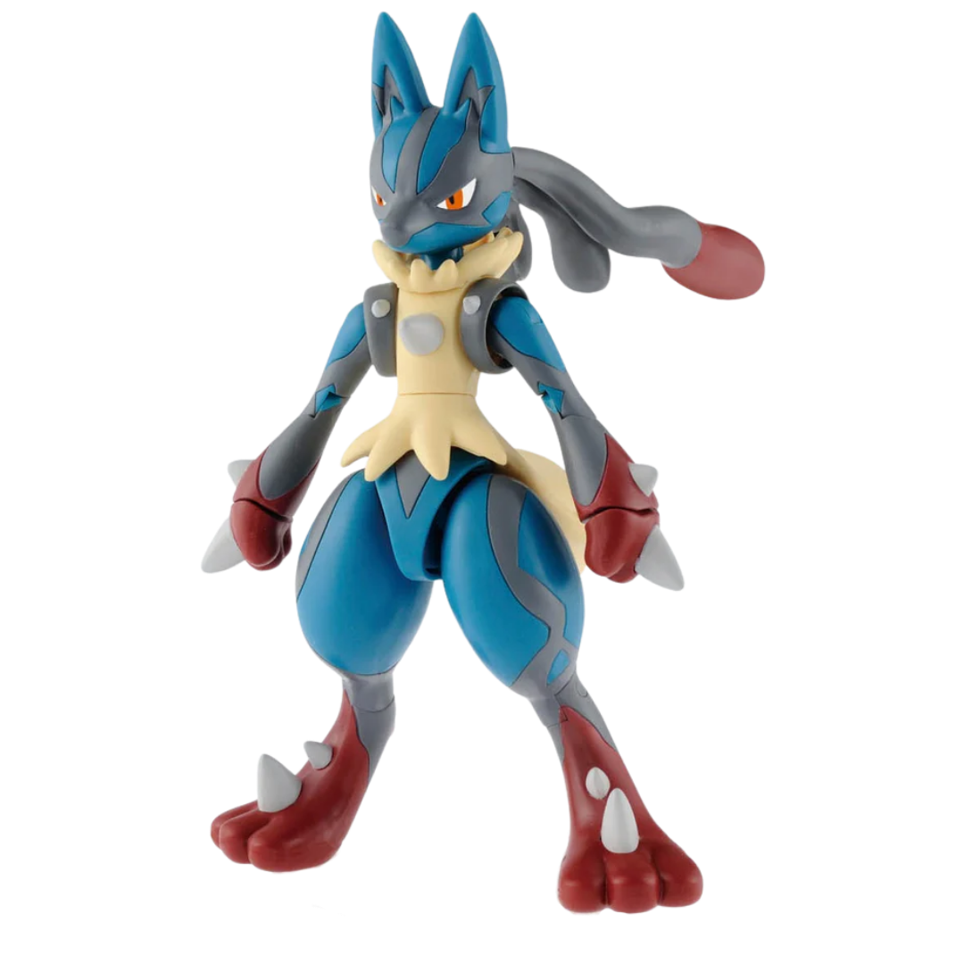 Mega Lucario model kit front view standing with aura spikes and dynamic pose