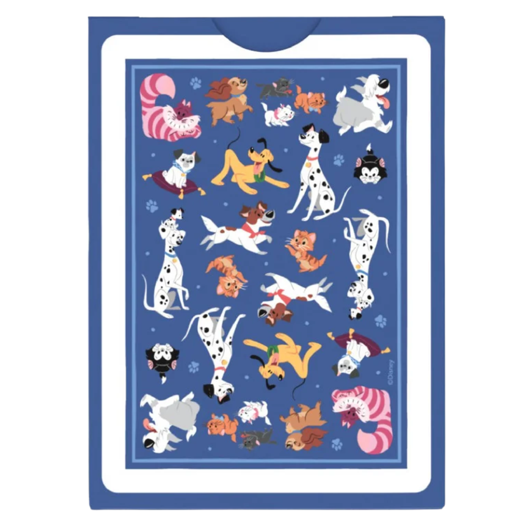 Bicycle Disney Cats and Dogs playing cards with blue tuck case and charming ensemble of iconic Disney cats and dogs