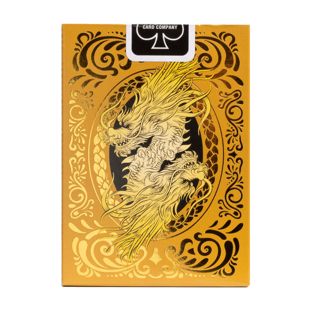 Bicycle Gold Dragon Playing Cards with intricate gold dragon artwork, premium Air-Cushion Finish, and smooth handling for collectors and players.