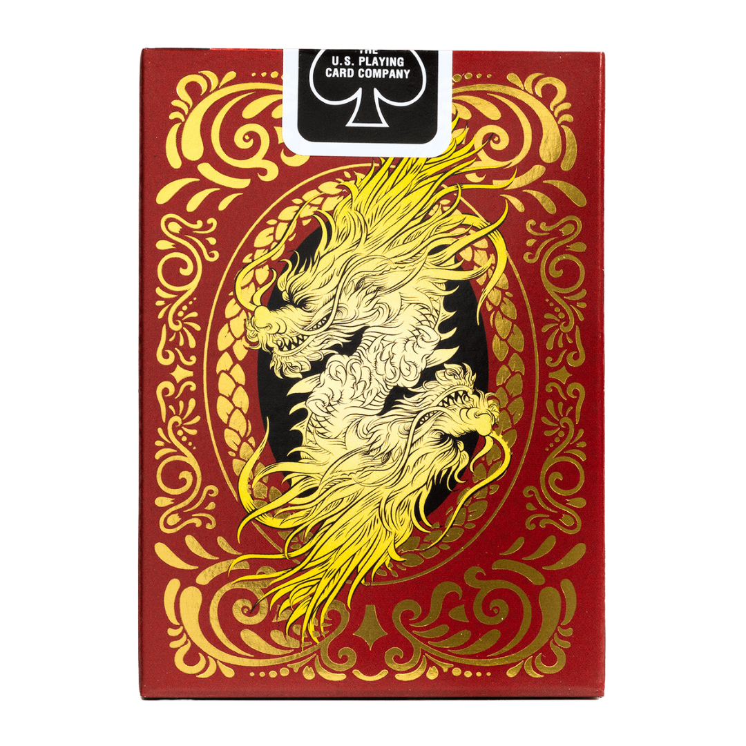 Bicycle Red Dragon Playing Cards with fierce dragon-themed artwork, premium Air-Cushion Finish, and smooth handling for collectors and players.