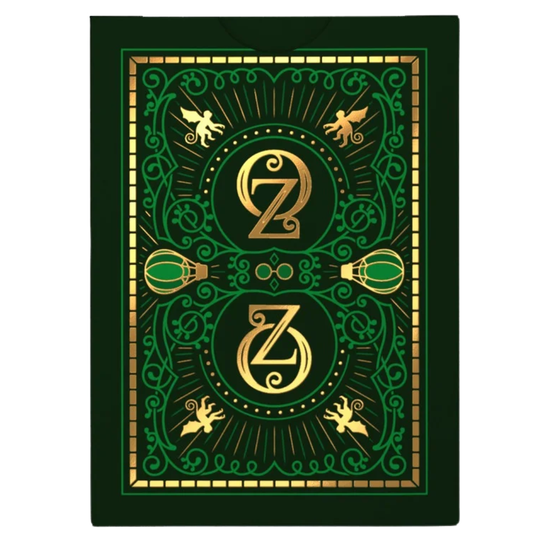 Bicycle Wizard of Oz playing cards with Emerald City green tuck box and gold foil, custom character court cards