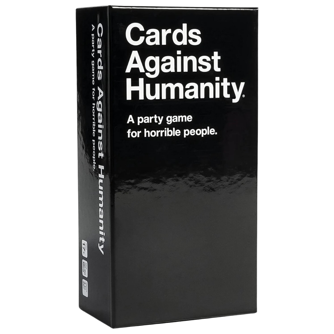 Cards Against Humanity base game box with 600 cards for adult party gameplay