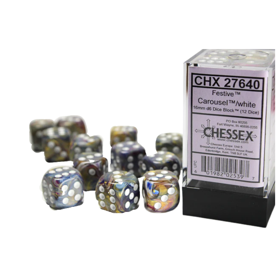Chessex - 12D6 - Festive - Carousel/White Pips
