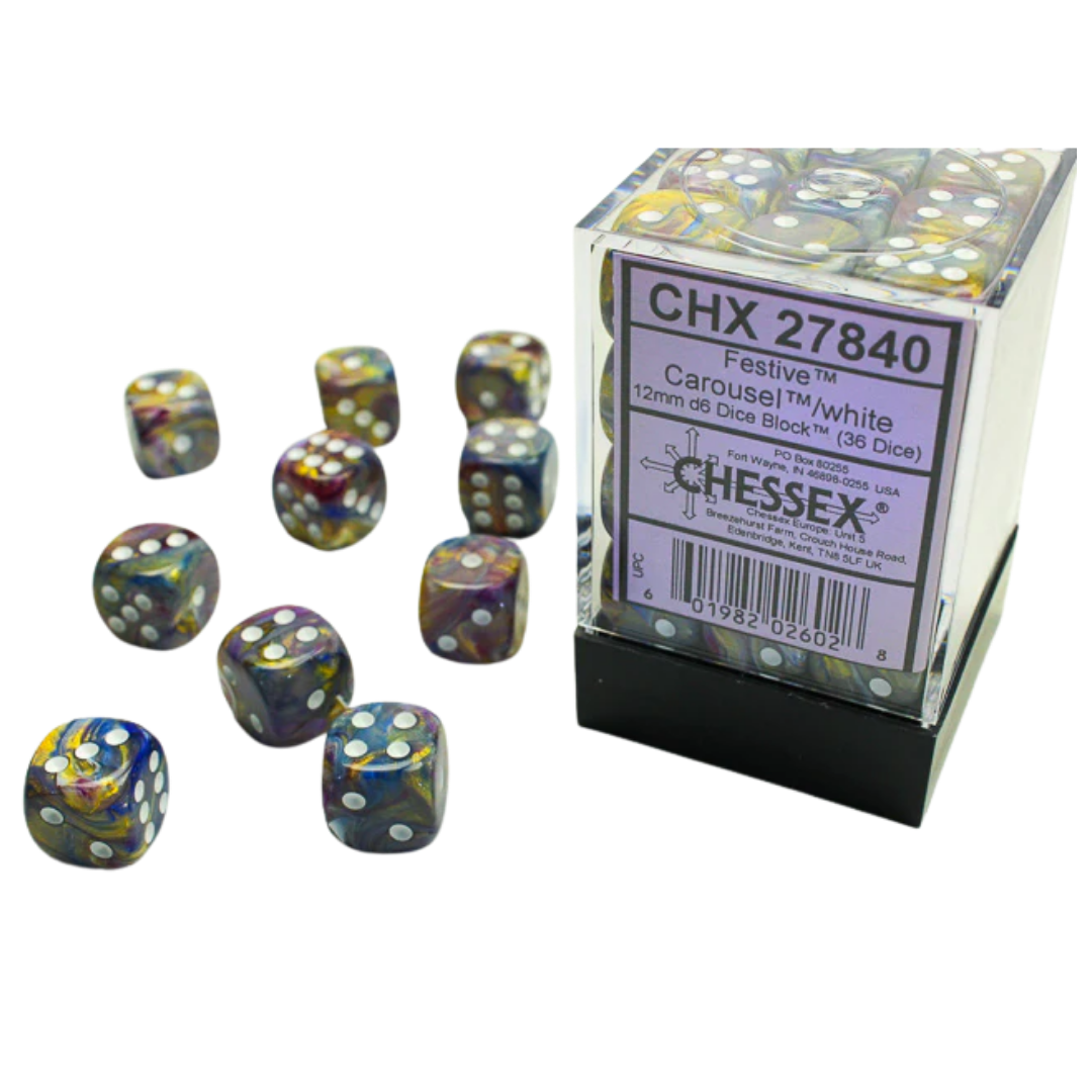 Chessex - 36D6 - Festive - Carousel/White Pips