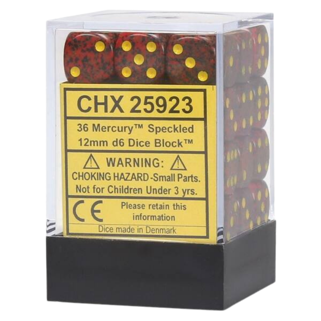 Chessex Speckled Mercury 36D6 dice set for tabletop gaming