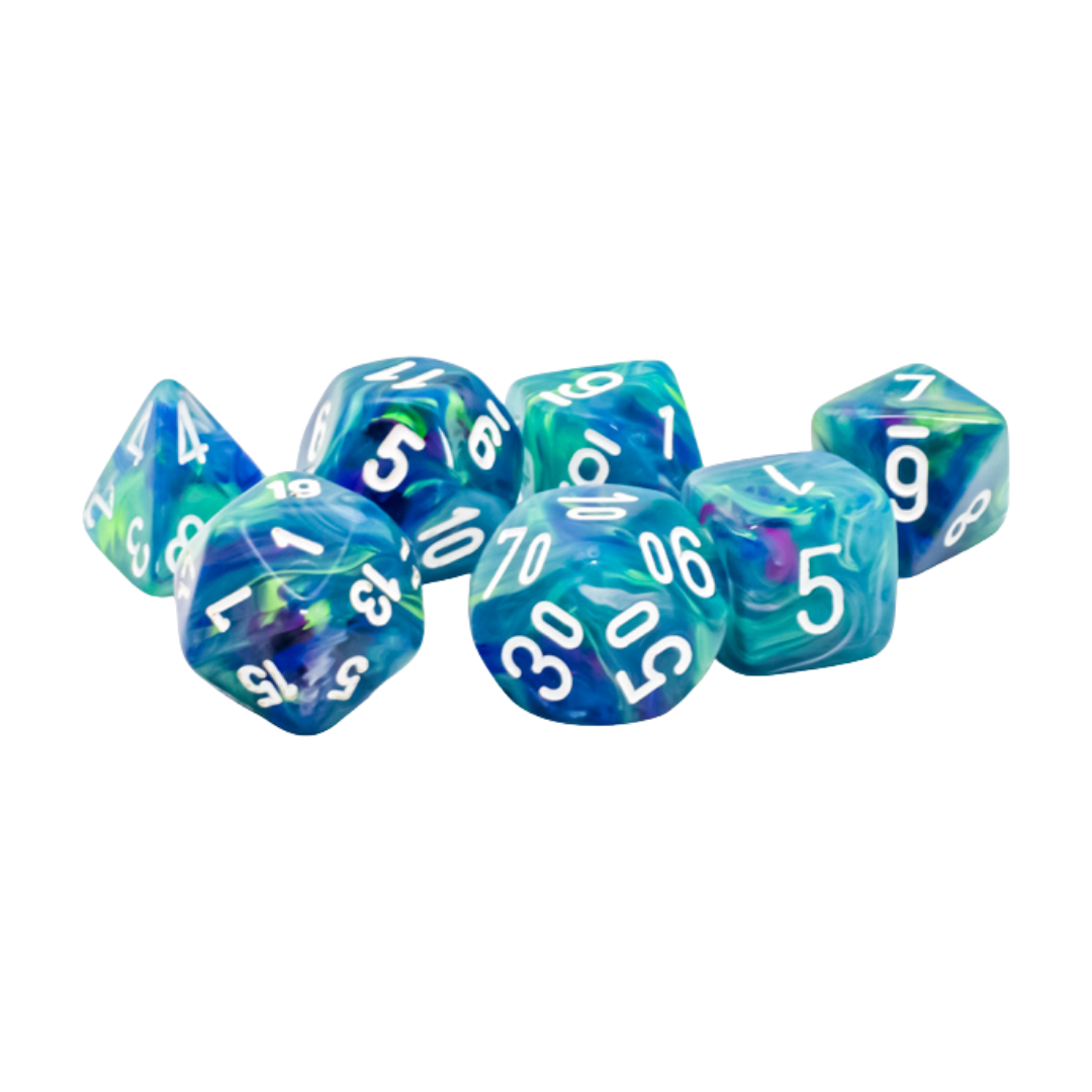 Chessex Festive Mega Hedral Waterlilly White 7 piece polyhedral dice set