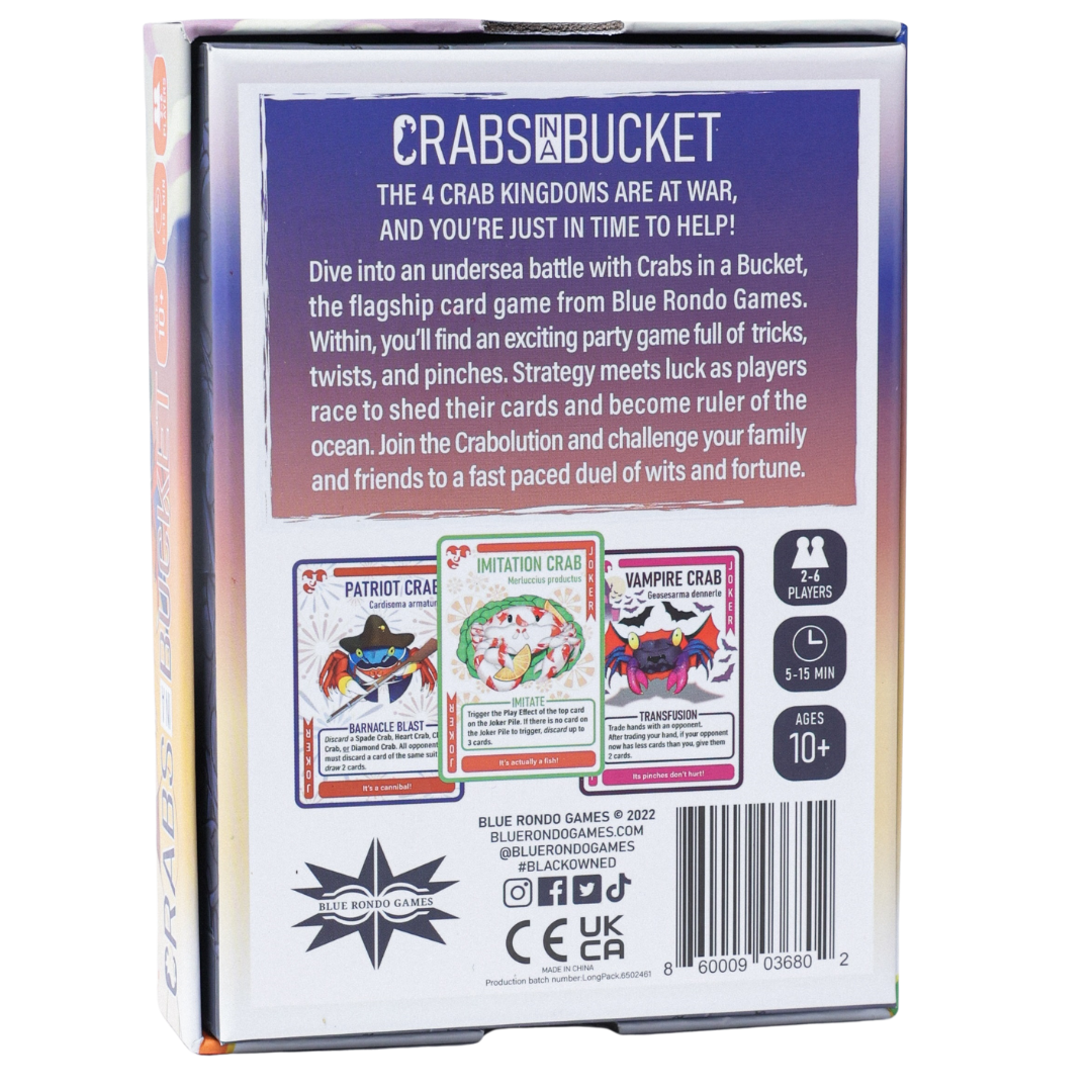 Crabs in a Bucket game box with colourful crab character cards