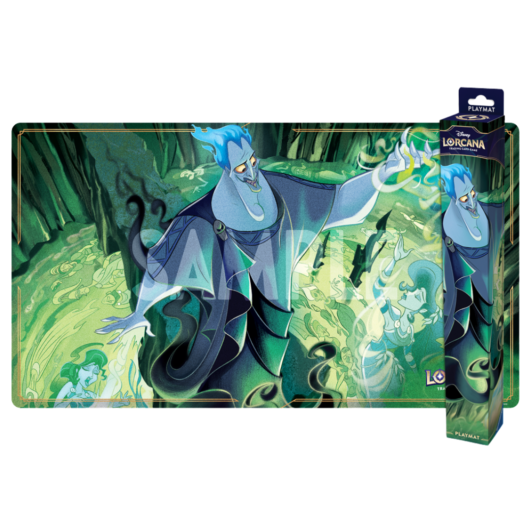 Disney Lorcana Reign of Jafar Playmat Hades, premium TCG playmat featuring vibrant Hades artwork for protecting and enhancing Disney Lorcana gameplay.