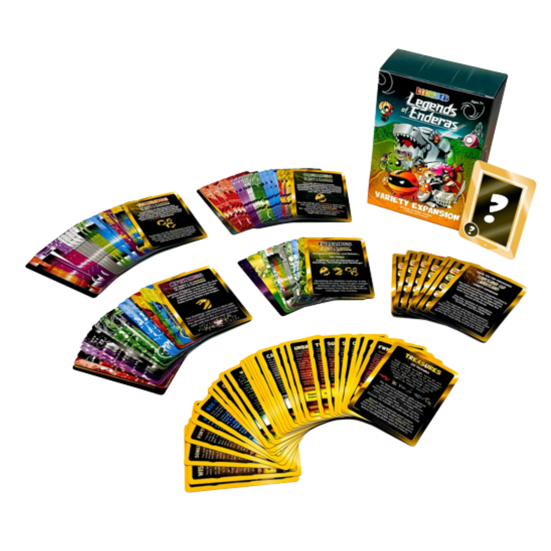 Doomlings Legends of Enderas expansion box art, 120 new cards for Doomlings card game