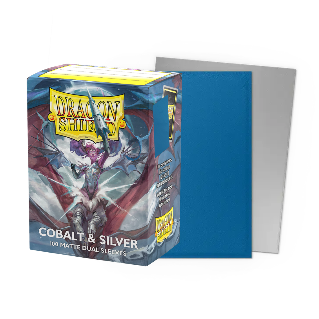 Dragon Shield - Sleeves - Matte Dual Cobalt/Silver (100) Top Shelf Collection Dragon Shield - Sleeves - Matte Dual Cobalt/Silver (100) Top Shelf Collection