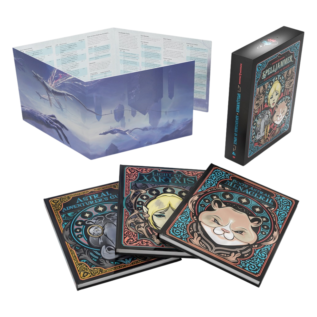Dungeons & Dragons Spelljammer Adventures in Space Alternate Cover box set with Astral Adventurer’s Guide, Boo’s Menagerie, and Wildspace map