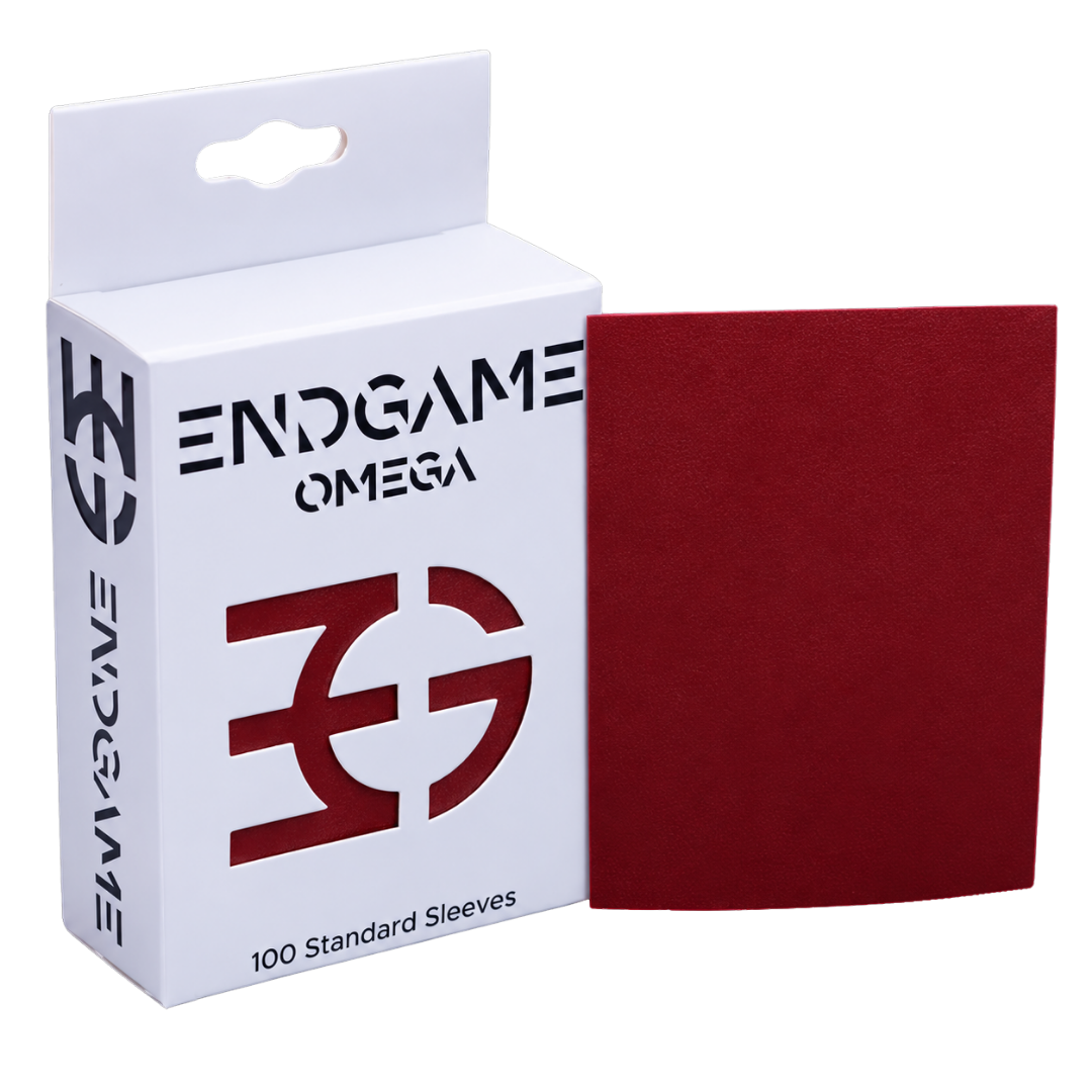 Endgame Omega Sleeves Cabernet Red pack of 100 standard-size tactile matte sleeves for TCG cards