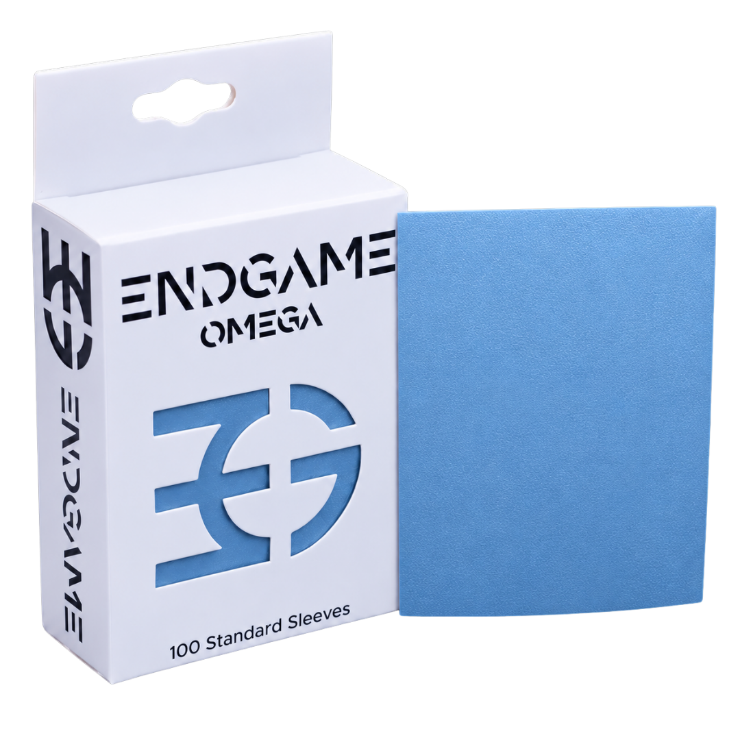 Endgame Omega Sleeves Kyanite Blue pack of 100 standard-size tactile matte sleeves for TCG cards