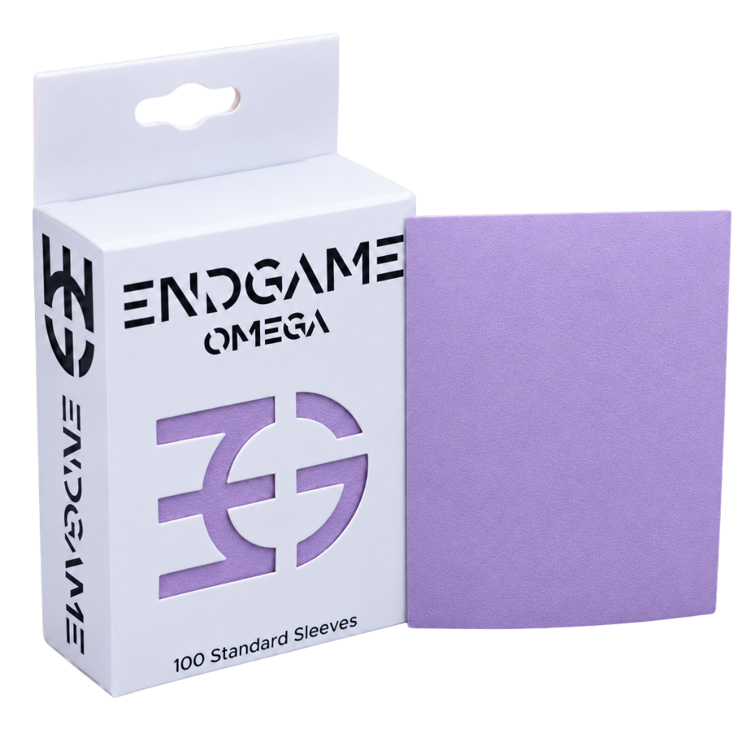 Endgame Omega Sleeves Lilac pack of 100 standard-size tactile matte sleeves for TCG cards