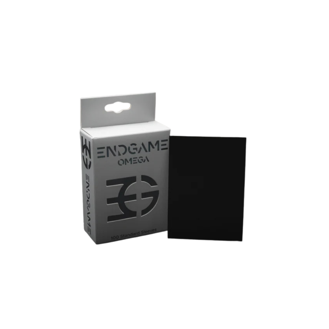 Endgame Omega Sleeves Obsidian Black pack of 100 standard-size tactile matte sleeves for TCG cards