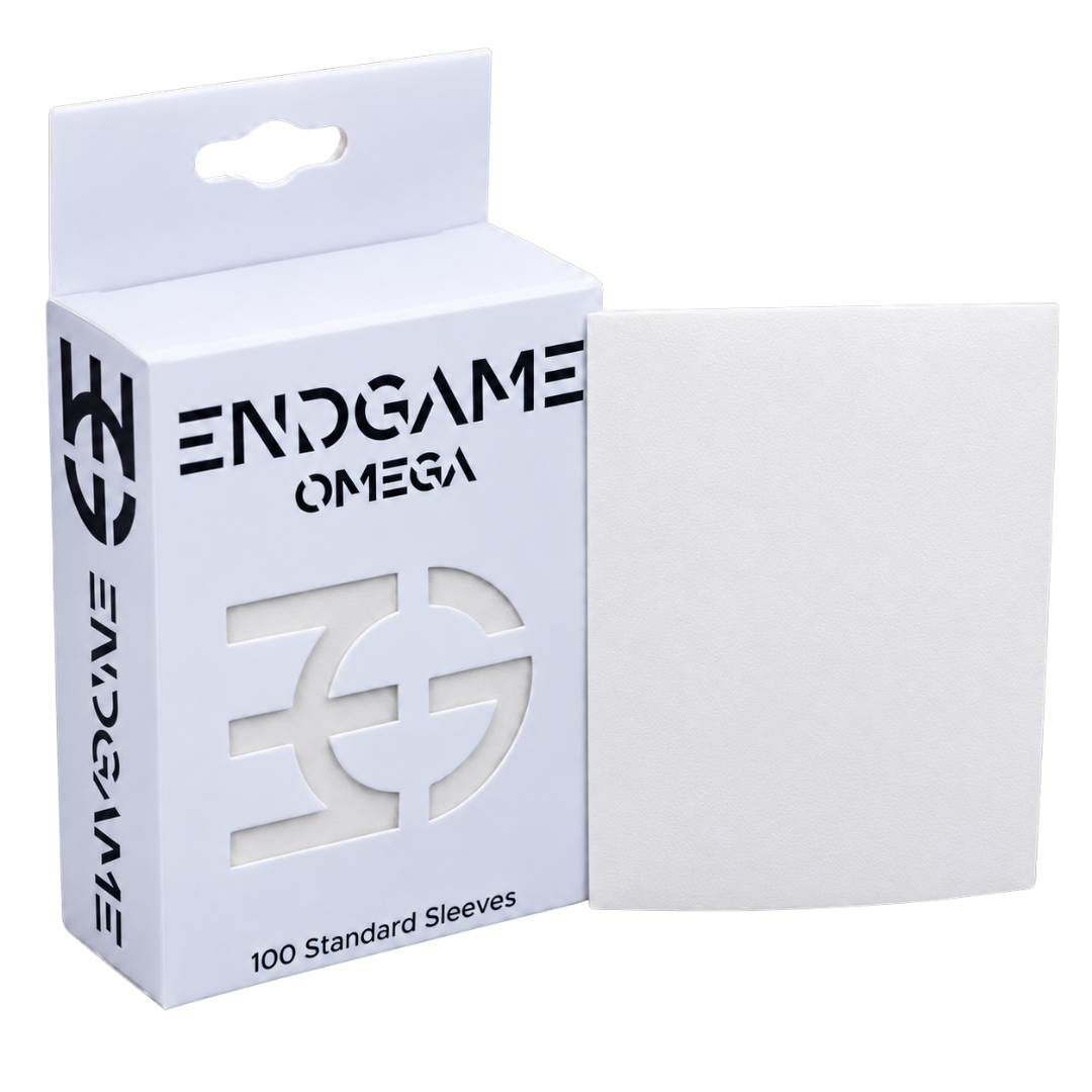 Endgame Omega Sleeves Trillium White pack of 100 standard-size tactile matte sleeves for TCG cards