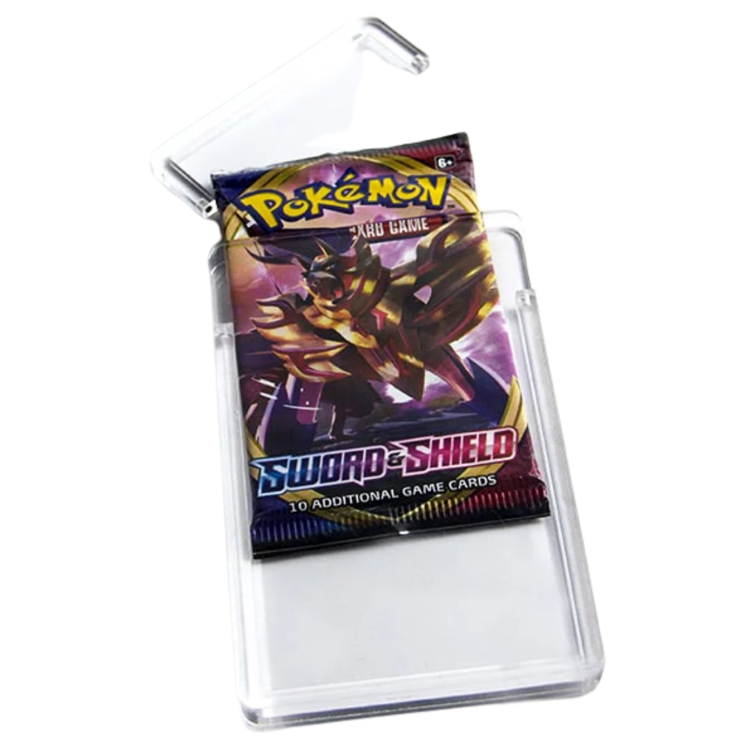 Evoretro Acrylic Protector 2-Pack for Pokémon booster packs with crystal-clear display, dust protection, and collectible-safe acrylic design
