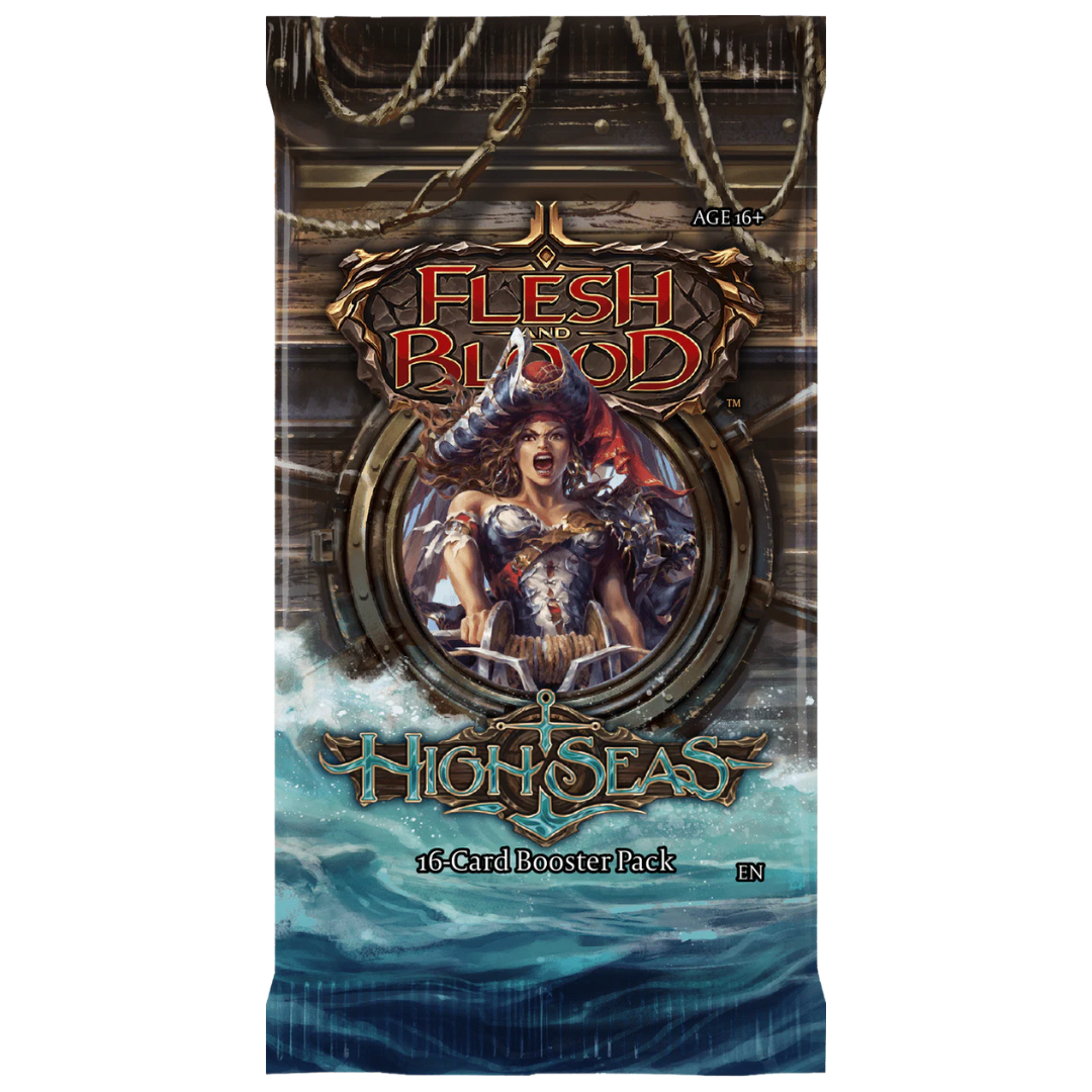 Flesh & Blood High Seas Booster Pack featuring pirate-themed cards and new hero mechanics