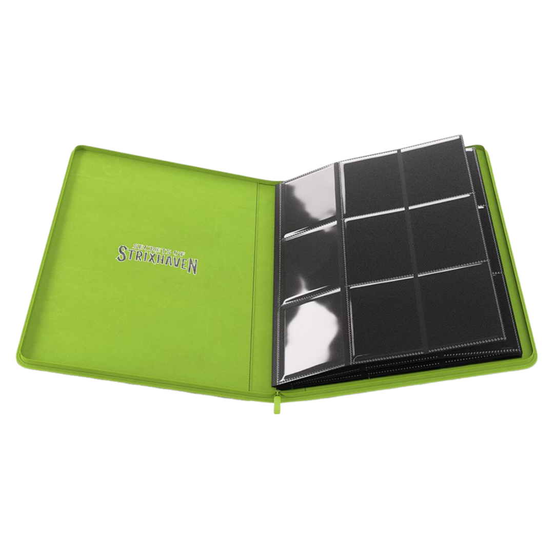 Gamegenic MTG Strixhaven Zip Up Album 18 Pocket Black Green binder for card storage interior
