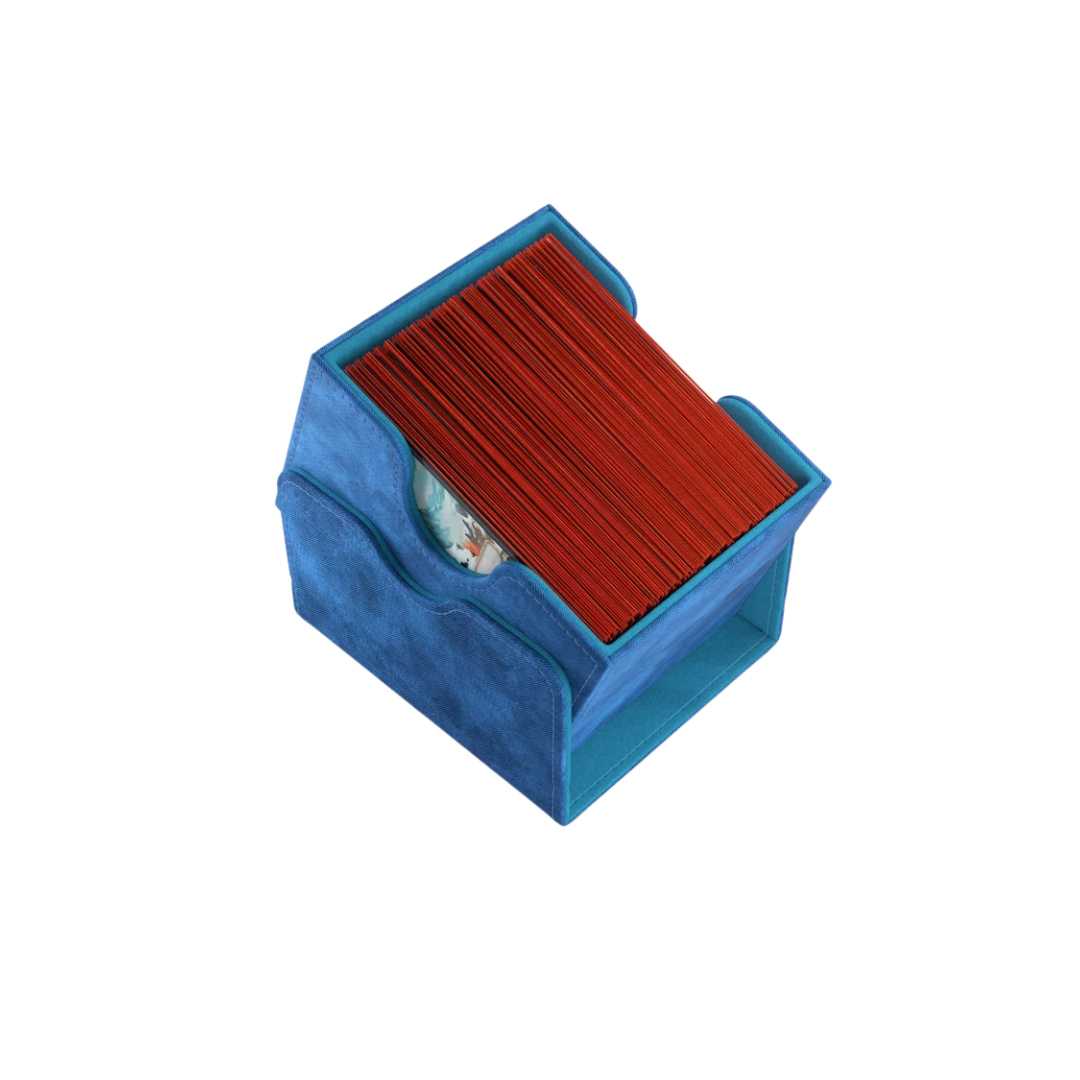 Gamegenic Sidekick Convertible XL deck box in blue, holds 100 double-sleeved cards, premium microfiber lining, strong magnetic closure, top-tier TCG storage.