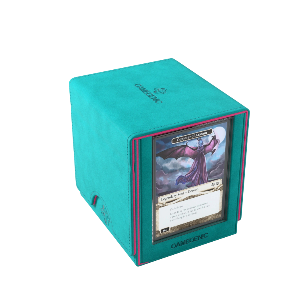 Gamegenic Sidekick Pro Convertible XL Teal Pink deck box with Slide Card Case and 100-card capacity