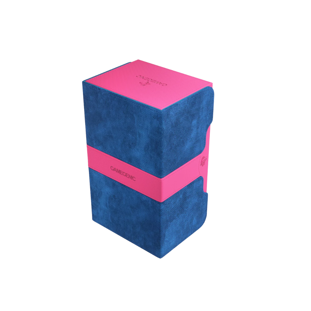 Gamegenic Stronghold Convertible XL Pink deck box, holds 200+ double-sleeved TCG cards, premium storage with microfiber lining, magnetic closure, and convertible lid.