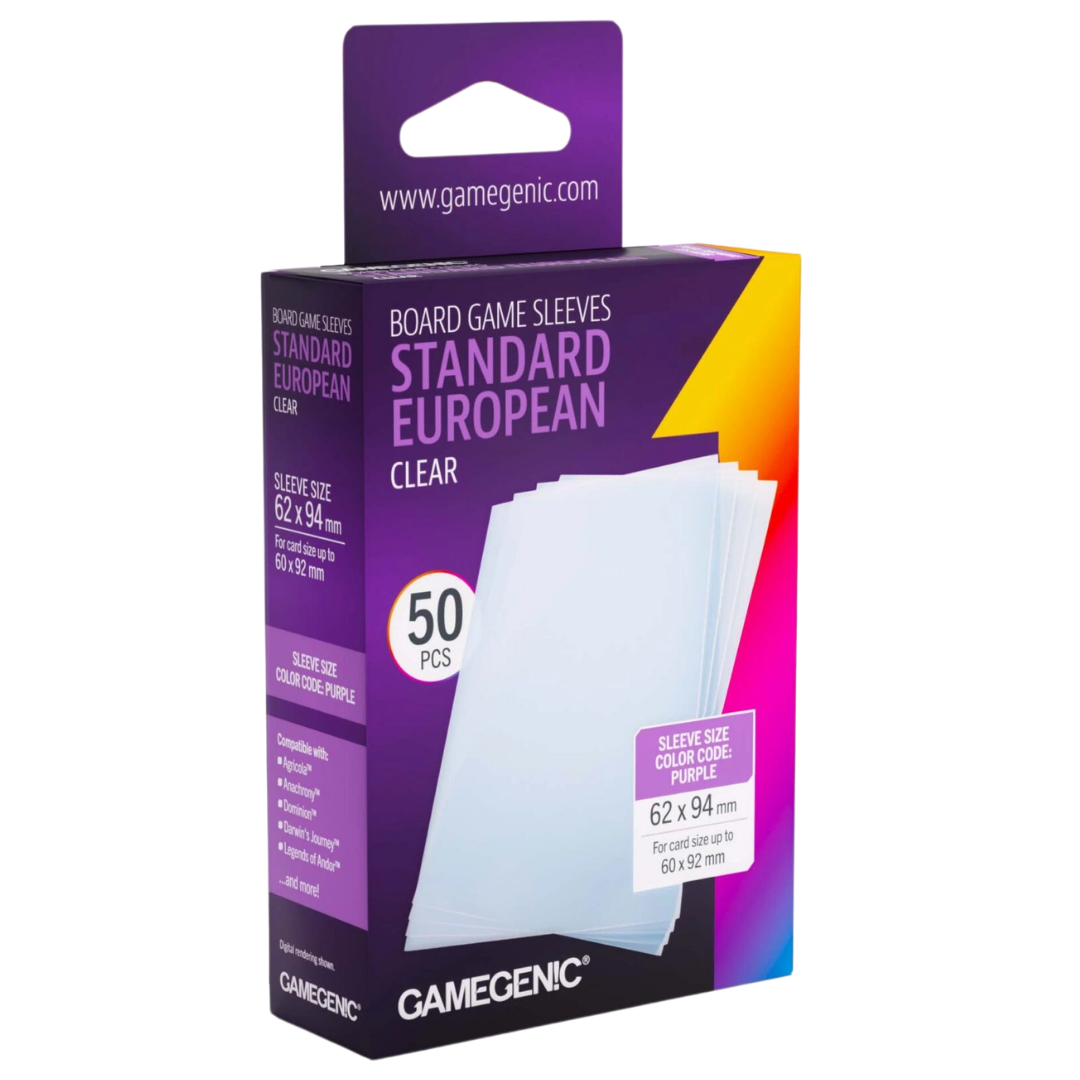 Gamegenic Standard European-Sized Board Game Sleeves 50 pack for cards up to 60 x 92 mm