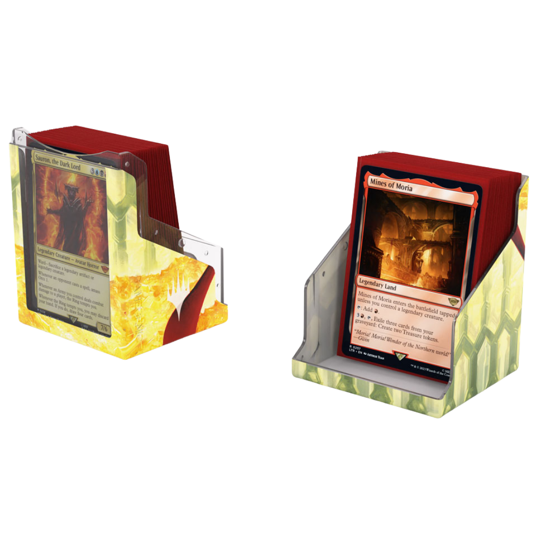 Open Gamegenic Magic The Gathering The Hobbit Bastion XL Smaug the Golden deck box displaying sleeved MTG cards