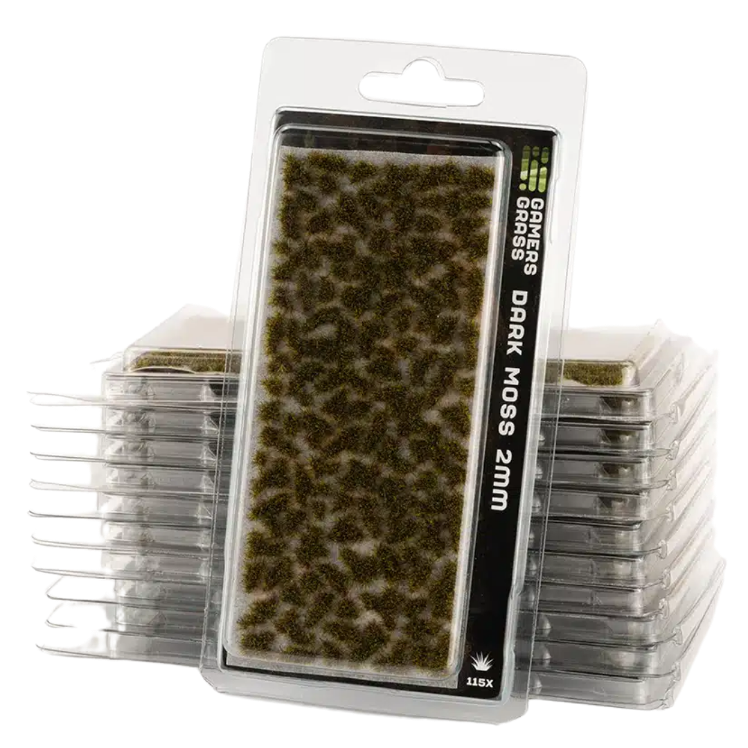 Gamers Grass 2mm Dark Moss static grass tufts for miniature bases and tabletop terrain