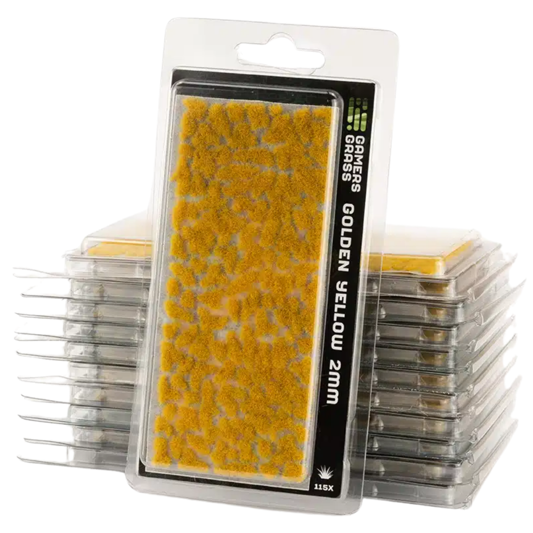 Gamers Grass 2mm Golden Yellow static grass tufts for miniature bases and tabletop terrain