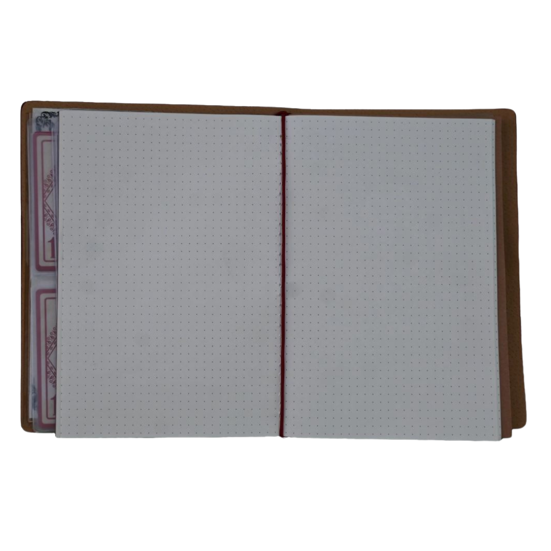 Hrothgar's Hoard Character Journal Blue Sword and Rose cover, RPG notebook, open