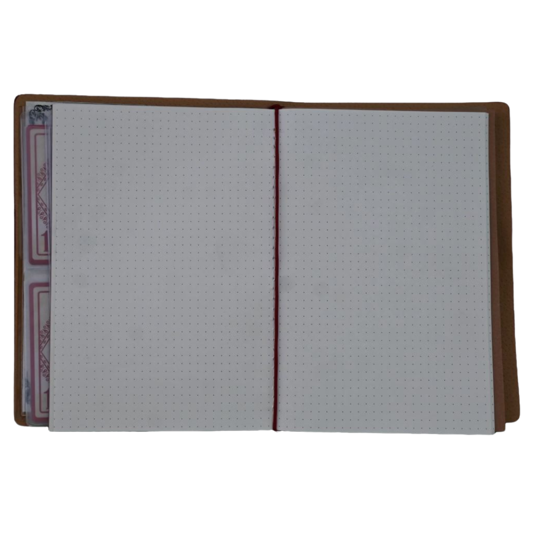 Hrothgar's Hoard Character Journal Green Sword and Rose cover, RPG notebook with open pages