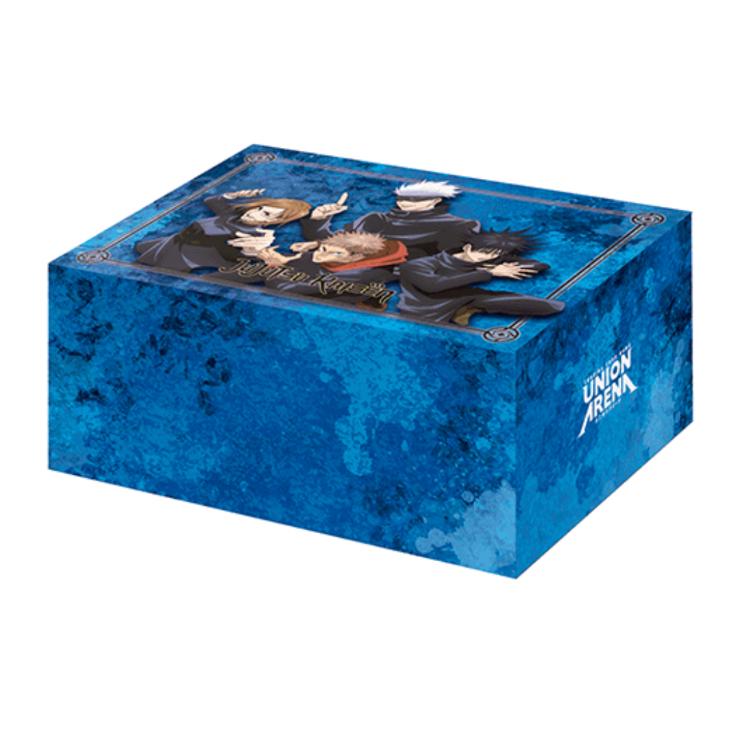 Union Arena Jujutsu Kaisen Playmat and Box Set β Featuring vibrant Jujutsu Kaisen designs, this durable playmat ensures a premium playing experience. Accompanied by a practical storage box, itβs perfect for keeping your cards safe and organized, making it a must-have for collectors and competitive players alike.