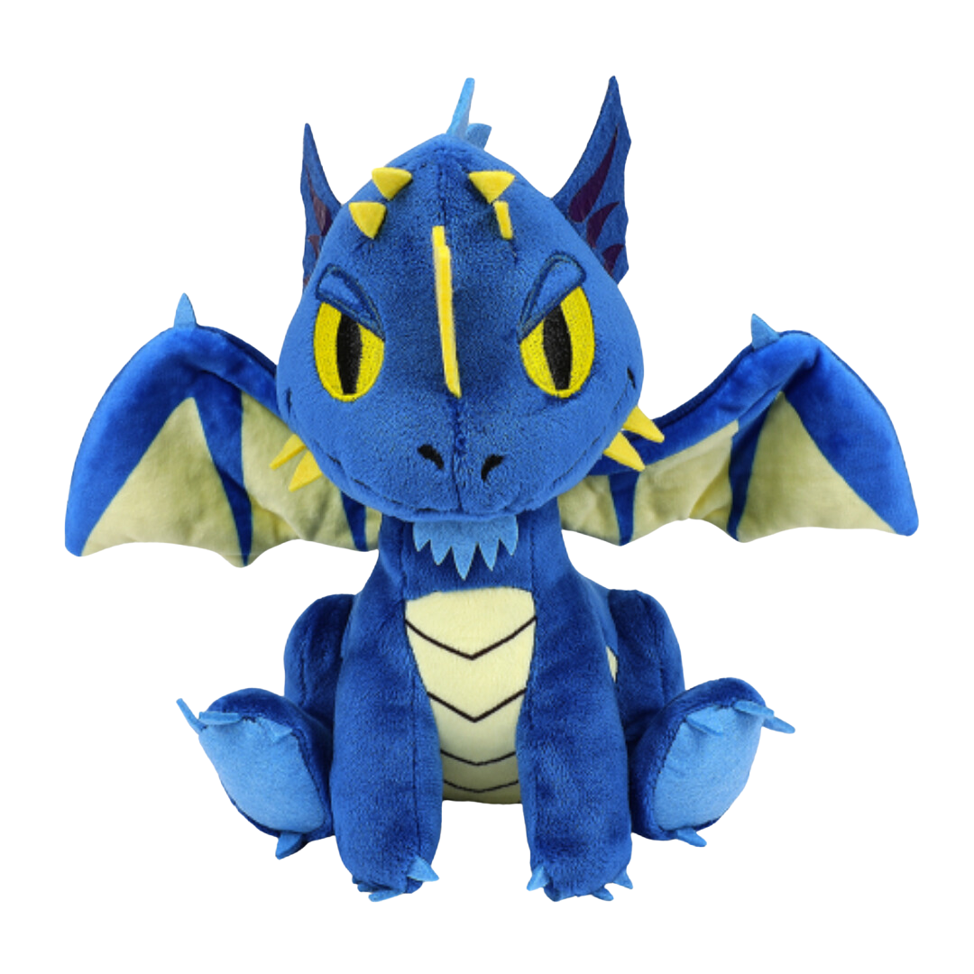 Kidrobot Blue Dragon Phunny Plush with detailed embroidery, vivid blue scales, and a soft, huggable design inspired by Dungeons & Dragons.