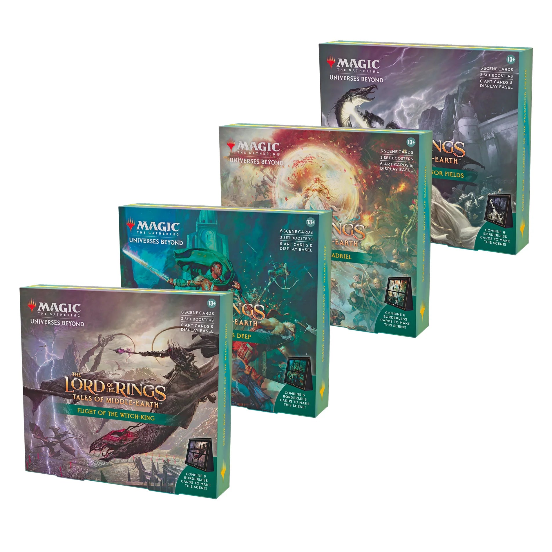 Magic The Gathering Lord Of The Rings Scene Box - Flight Of The Witch-King With 6 Foil Cards & 3 Set Boosters Magic The Gathering Lord Of The Rings Scene Box - Flight Of The Witch-King With 6 Foil Cards & 3 Set Boosters
